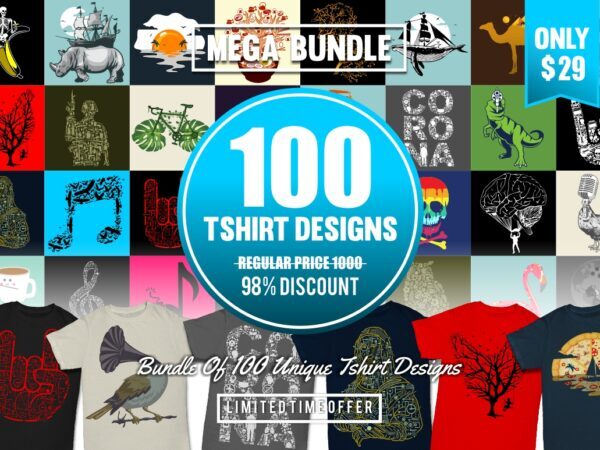 100 Tshirt Designs Bundle #3