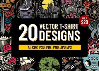 20 vector T-shirt Designs Bundle