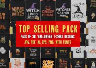Best Bundle | Halloween T shirt Pack of 38 designs ready to print | Commercial use | Best offer