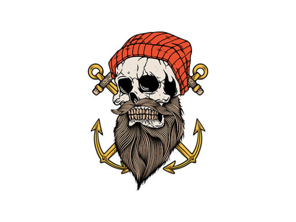 Skull Anchor t shirt template vector