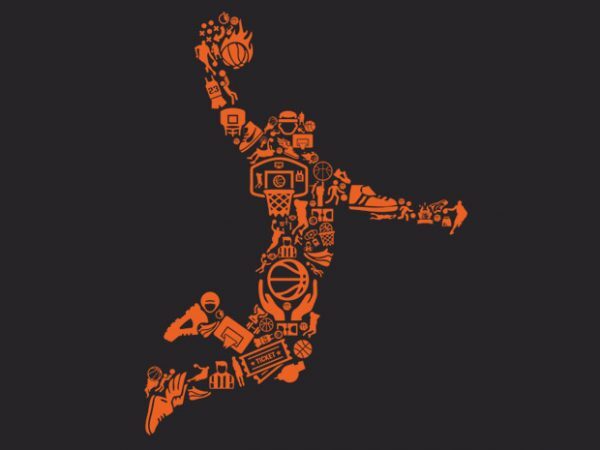 Basketball Player vector t shirt design for download