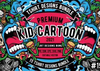 15 Kid Cartoon Tshirt Designs Bundle #19